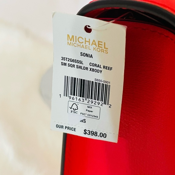 NWT Michael Kors Sonia SM SQR Shoulder Crossbody Bag Coral Reef - Picture 13 of 15